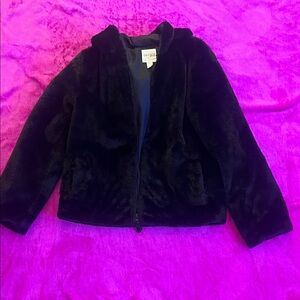 Cat & Jack Black Faux Fur Hooded Jacket